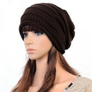 Womens Knitted Slouchy Beanie Winter Ski Hat Brown