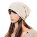 Womens Knitted Slouchy Beanie Winter Ski Hat Beige