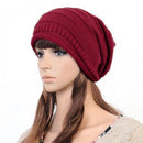 Womens Knitted Slouchy Beanie Winter Ski Hat Red