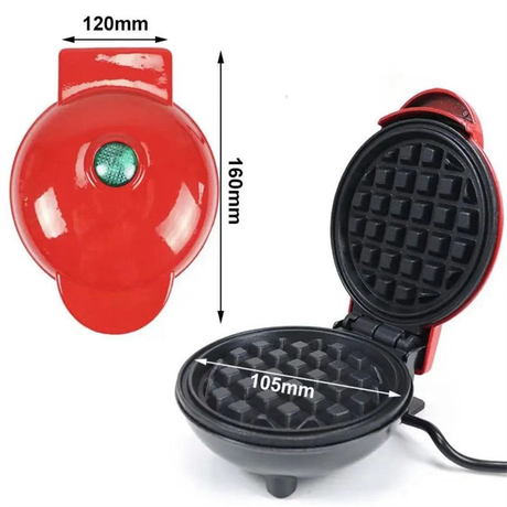 420W Mini Portable Electric Waffle Maker,  ideal for home breakfast, pancake & dessert baking（Red）