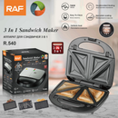 RAF R.214 Multi-functional Breakfast Maker 750W Double Sided Grill, 3 Interchangeable Plates for Sandwich/Waffle/Steak, Non-Stick Coating Wide Voltage 110-220V Household Electric Press Grill