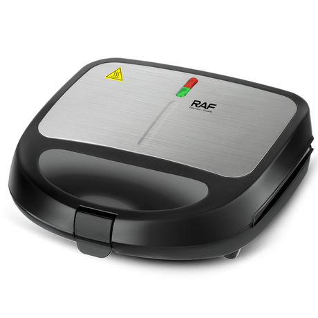 RAF R.214 Multi-functional Breakfast Maker 750W Double Sided Grill, 3 Interchangeable Plates for Sandwich/Waffle/Steak, Non-Stick Coating Wide Voltage 110-220V Household Electric Press Grill