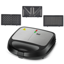 RAF R.214 Multi-functional Breakfast Maker 750W Double Sided Grill, 3 Interchangeable Plates for Sandwich/Waffle/Steak, Non-Stick Coating Wide Voltage 110-220V Household Electric Press Grill