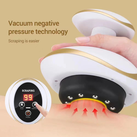 Electric Vacuum Scraping Massager, 6 Gear Suction & Heating Red Light Hot Compress Cupping Therapy Device with Magnetic Steel Beads for Back Belly Leg Home Use