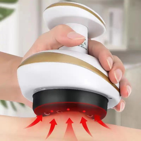 Electric Vacuum Scraping Massager, 6 Gear Suction & Heating Red Light Hot Compress Cupping Therapy Device with Magnetic Steel Beads for Back Belly Leg Home Use