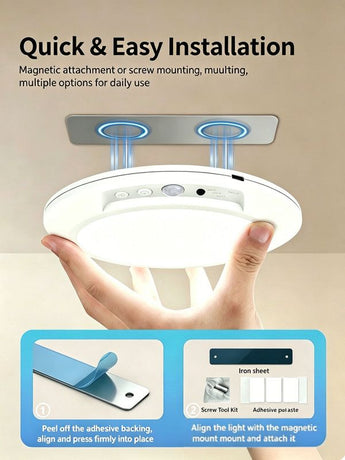 Wireless Rechargeable Motion Sensor LED Ceiling Light, 8000mAh Dimmable 3 Color Temp, Magnetic Drill-Free Mount Remote Lamp for Hall Kitchen Closet Garage