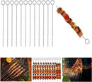 12-Pack Metal Kebab Skewers for Barbecue and Meat Cooking