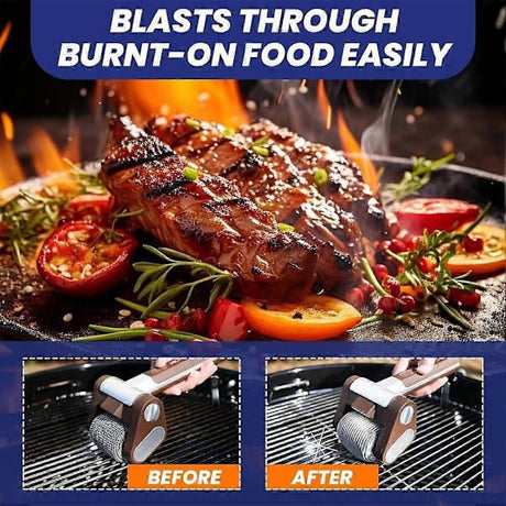 Electric Grill Brush Cleaner Cordless Rotating Brushless for Outdoor Grilling Brown