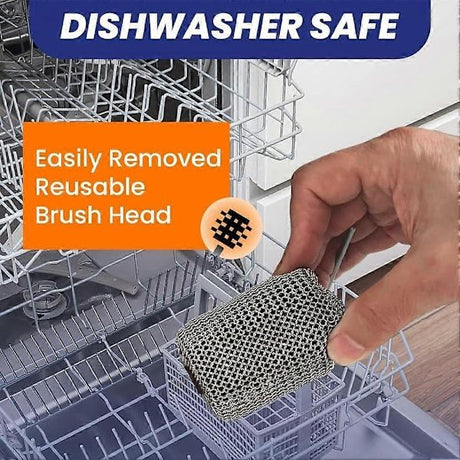 Electric Grill Brush Cleaner Cordless Rotating Brushless for Outdoor Grilling Brown