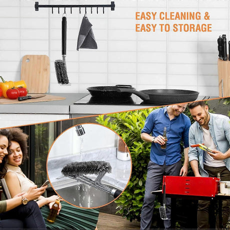 2-Pack Stainless Steel Grill Brush with Scraper Compatible with Weber