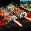 2-Piece Rolling Grill Baskets Stainless Steel for Vegetables Fish and Outdoor Grilling