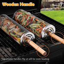 2-Piece Rolling Grill Baskets Stainless Steel for Vegetables Fish and Outdoor Grilling