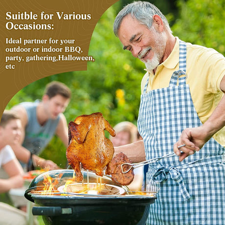 Vertical Chicken Grill Rack with Drip Tray Stainless Steel for Charcoal Grills and Ovens