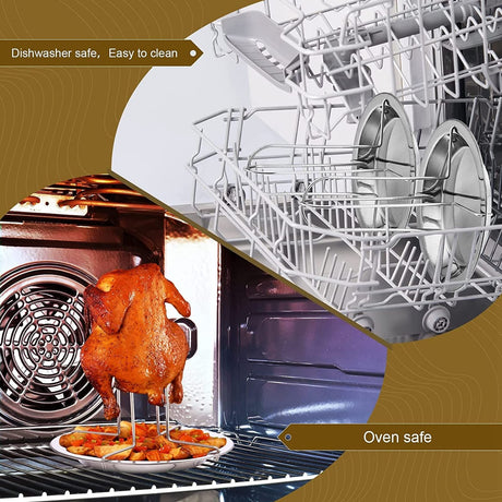Vertical Chicken Grill Rack with Drip Tray Stainless Steel for Charcoal Grills and Ovens