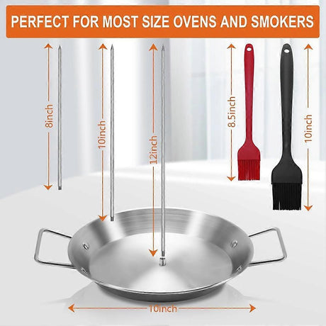 3-Skewer Vertical Barbecue Rack Stainless Steel for Al Pastor and Brazilian Grilling Silver