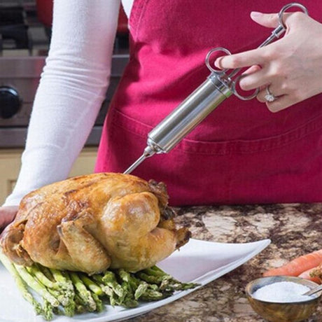 Stainless Steel Meat Injector Marinade Injector for Grilling Yellow