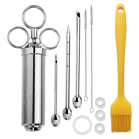 Stainless Steel Meat Injector Marinade Injector for Grilling Yellow