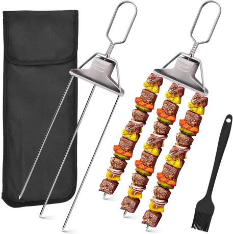 3-Prong Stainless Steel Skewers for BBQ