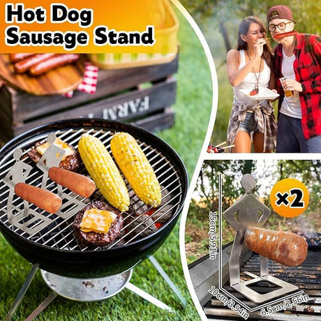 3-Piece Hot Dog Grill Tool Set with Grill Fork for Camping and Picnics