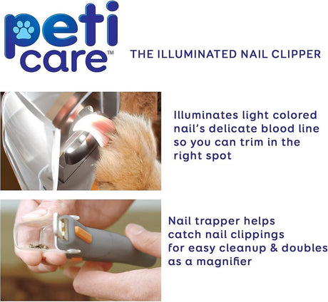 Pet Nail Clippers with LED Light 5x Magnifier and Nail Catcher for Cats and Dogs