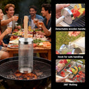 2-Pack Rolling Grill Baskets 304 Stainless Steel with Removable Wooden Handle for Vegetables and Shrimp, 35 x 9.5 cm