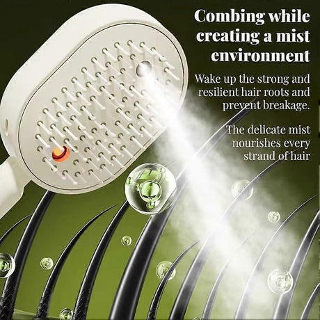 Electric Spray Hair Brush with Essential Oil Diffuser Scalp Massager Antistatic Purple