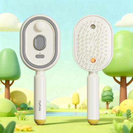 Electric Spray Hair Brush with Essential Oil Diffuser Scalp Massager Antistatic White