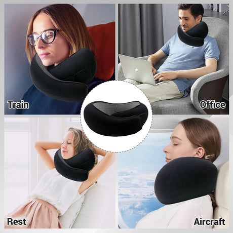 Travel Neck Pillow U-Shaped Memory Cotton for Airplane Sleep and Neck Support Pink