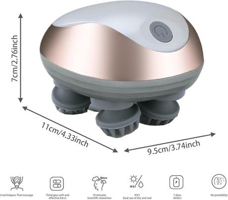 Electric Scalp Massager Cordless Waterproof 3 Modes for Hair and Body Relaxation