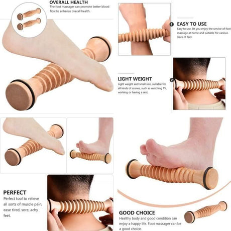 Wooden Foot Massage Roller for Reflexology and Acupressure