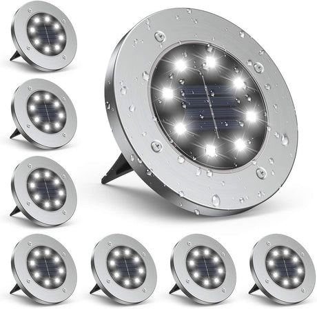 8-Pack Solar Garden Lights IP65 Waterproof 6000K Cool White Landscape Lighting