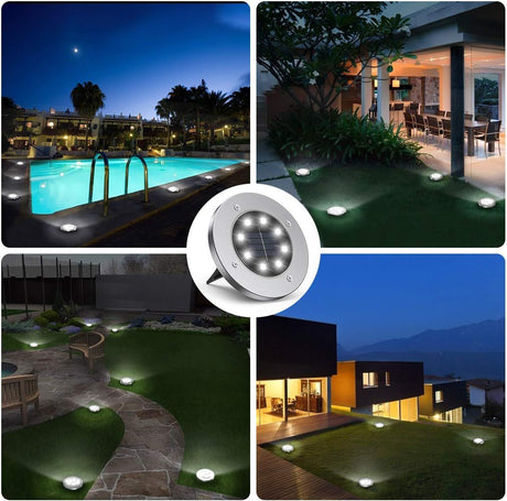 8-Pack Solar Garden Lights IP65 Waterproof 6000K Cool White Landscape Lighting