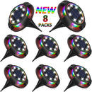 8-Pack Solar Ground Lights 12 LED Waterproof Landscape Path Lights Multicolor