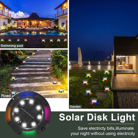 8-Pack Solar Ground Lights 12 LED Waterproof Landscape Path Lights Multicolor