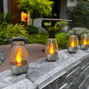 Solar Table Lamp with Flameless Flicker LED Dusk Sensor and IP65 Waterproof for Garden and Camping