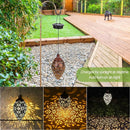 Hanging Solar Lantern LED Moroccan Metal Garden Light Waterproof for Patio and Porch