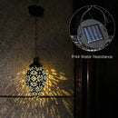 Hanging Solar Lantern LED Moroccan Metal Garden Light Waterproof for Patio and Porch