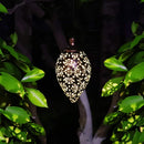 Hanging Solar Lantern LED Moroccan Metal Garden Light Waterproof for Patio and Porch