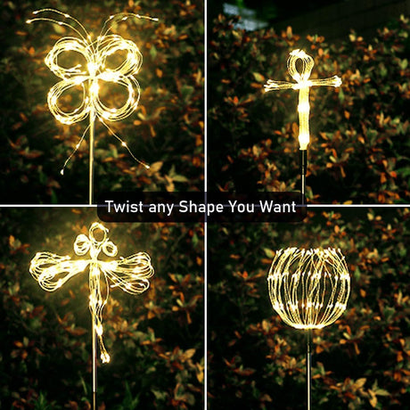 2-Pack 120 LED Solar Firework Garden Lights for Patio and Flower Boxes White