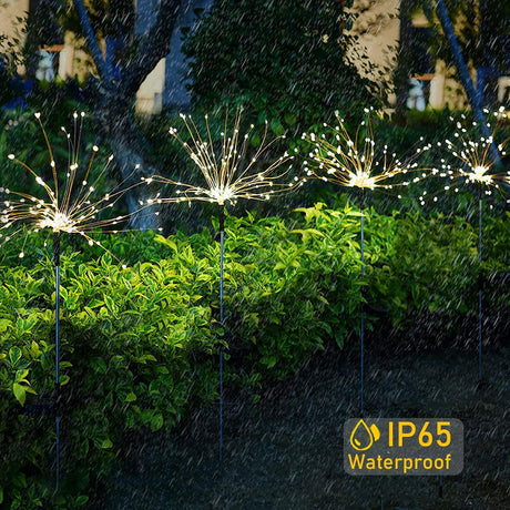 2-Pack 120 LED Solar Firework Garden Lights for Patio and Flower Boxes White