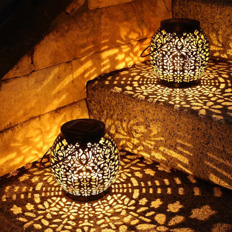 2-Pack Hanging Solar Garden Lights IP65 Waterproof Warm White for Patio and Yard