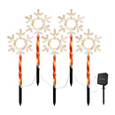 5-Piece Solar Snowflake Garden Lights Waterproof LED for Christmas and Winter Decoration