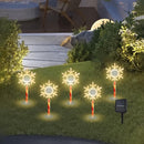 5-Piece Solar Snowflake Garden Lights Waterproof LED for Christmas and Winter Decoration