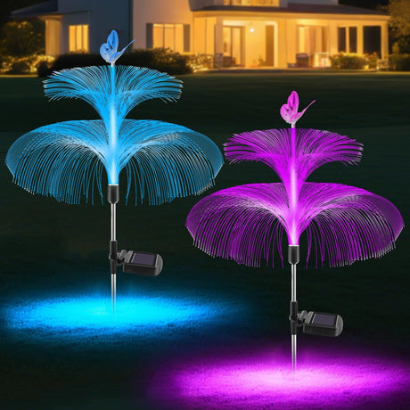 2-Pack Solar Jellyfish Garden Lights Waterproof for Yard Walkway and Lawn