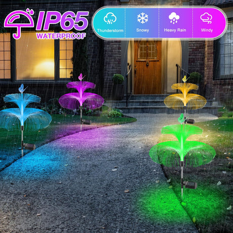 2-Pack Solar Jellyfish Garden Lights Waterproof for Yard Walkway and Lawn