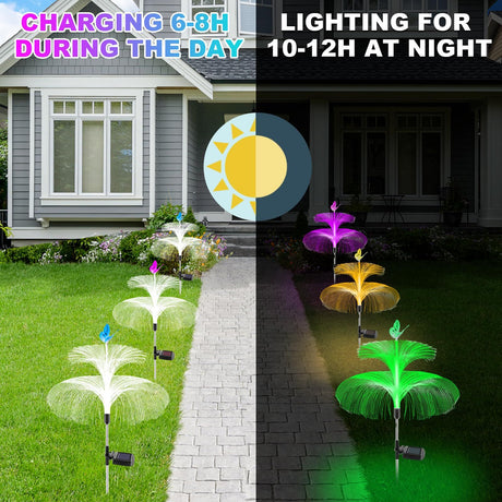 2-Pack Solar Jellyfish Garden Lights Waterproof for Yard Walkway and Lawn