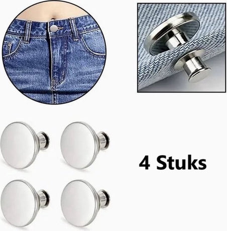 4x Jeans Buttons With Snap | Universal Jeans Button Pins | Jeans Buttons | Replace Buttons | Jeans Button | Silver