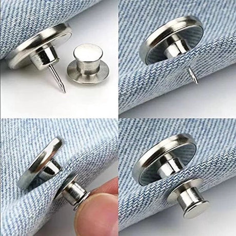 4x Jeans Buttons With Snap | Universal Jeans Button Pins | Jeans Buttons | Replace Buttons | Jeans Button | Silver