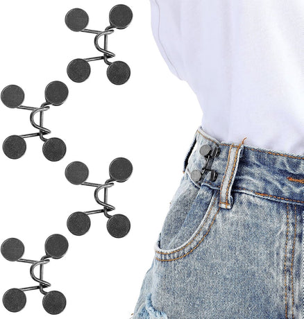 Waistband reinforcement clip - Set of 4 pieces - Adjustable belt buckle without rivets - Jeans button pin - Detachable waist buckle - Jeans waistband reinforcer - Trouser reinforcement button