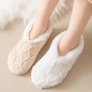 Women's Thermal Socks - Fleece Lined - Non-slip Bottom - Elastic Cuff - Bedroom & Living Room (Pink + Grey)